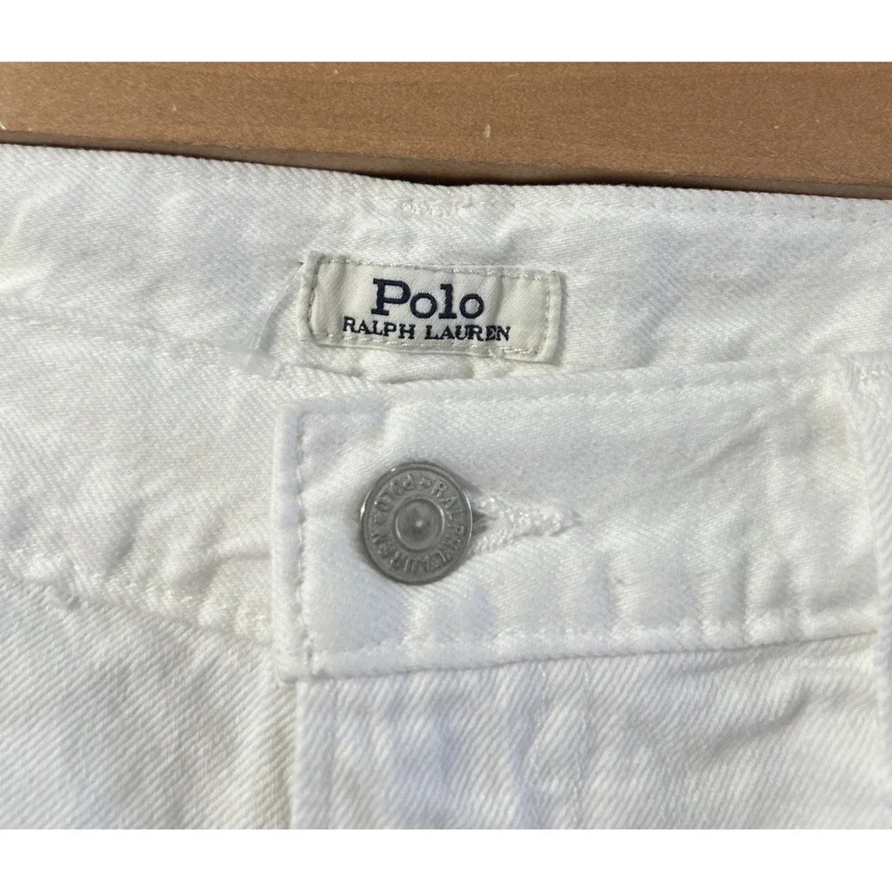 Mens Polo Ralph Lauren Varick Slim Straight Jeans Sz 36x30 White Cotton/Hemp